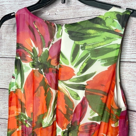 Eliza J Tropical Hawaiian Floral Maxi Chiffon Dress Size 6 - Picture 10 of 11